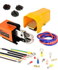 Professional Pneumatic Terminal Crimping Machine With Powerful 1.3T Force Output, air powered with adapters and wiring components.