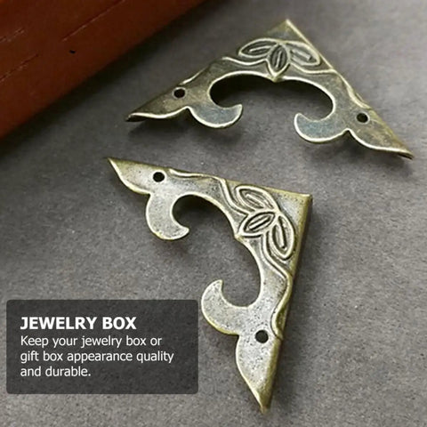 Iron Corner Protectors For Boxes And Drawers, Triangle Carved Guard In Bronze Retro Vibe, Durable Metal Furniture Corner Guards