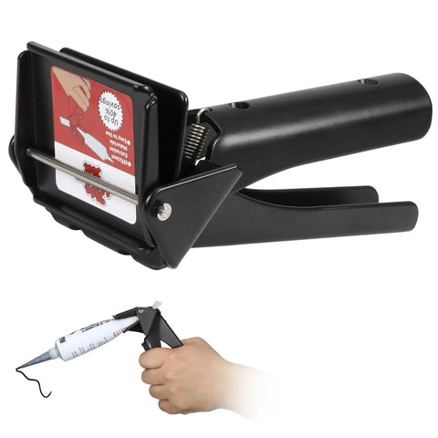RTV Silicone Tube Squeezer Tool For Precise Extrusion, No Mess, showing black squeezer tool with universal tube compatibility