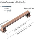 Dimensions of Brushed Antique Copper Kitchen Cabinet Pulls And Knobs Set, 5 Inch, Square Zinc Alloy Drawer Handles For Dresser, 5 Pack