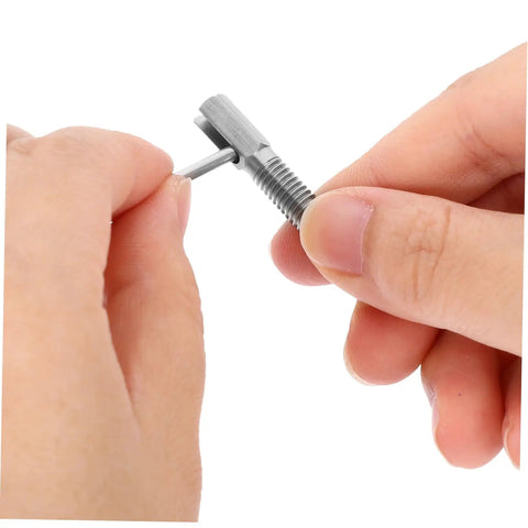 Person holding Heavy Duty Retractable Locking Pin Indexing Plunger Spring Loaded With Knurled Handle for setup.
