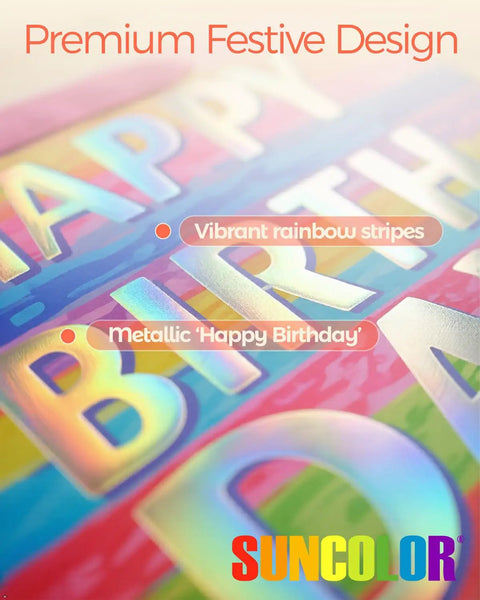 Go To Birthday Gift Bag With Tissue Paper And Card Premium Paper Tote for Kids Women and Moms Gifts with rainbow stripes