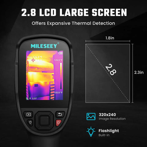 Ultra High Resolution Thermal Imaging Camera With 256x192 Sensor, 50Hz Refresh Rate, handheld showing 2.8 inch LCD screen