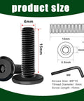 30 Pack M6 Flat Head Socket Cap Screws Bolts Made From Stainless Steel 304 Black Zinc Plated Fully Threaded Countersunk Screws With Hex Spanner For Furniture Builds And Woodworking Projects illustration of size and dimensions