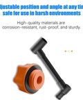 No More Messy Oil Pouring With This Universal Flexible Funnel Kit showing adjustable black and orange adapter for fluid transfers.