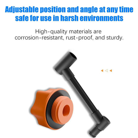 No More Messy Oil Pouring With This Universal Flexible Funnel Kit showing adjustable black and orange adapter for fluid transfers.