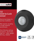TLS Twist To Lock Motion Sensor For Outdoor Lighting with IP66 rating and tool-free installation.