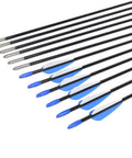 Recurve Bow Arrows 26 Inch Fiberglass Arrow Set With Blue And White Vanes For Target Practice Safety Glass For Youth Beginners Gals 12 Pack