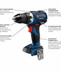 18V EC Brushless Connected Ready Compact Tough Half Inch Drill Driver With Kickback Control And 20 Plus 1 Precision Clutch Bluetooth Connectivity Bare Tool With Annotations
