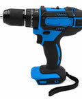 Badass 18V Brushless Cordless Drill Driver And Hammer Drill, side view showing black and blue ergonomic design with 10mm quick release chuck.