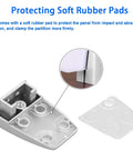 Rock Solid Aluminum Desk Partition Clamps 20 Pack Featuring Sleek Silver Finish with soft rubber pad for impact protection