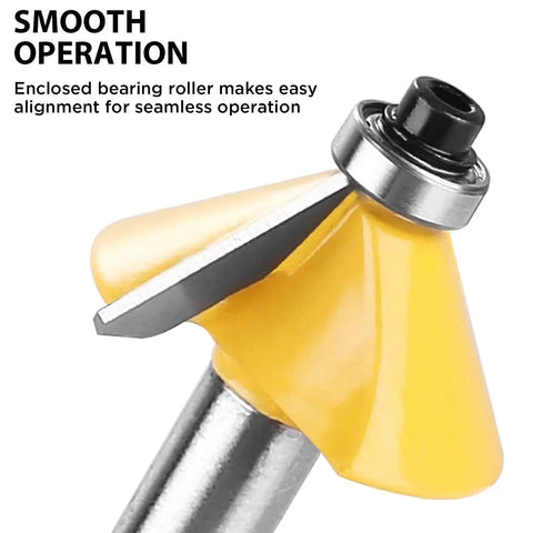 Detailed view of All In One 35 Piece One Quarter Inch Shank Router Bit Set With C2 Carbide for clean trimming and edging projects.