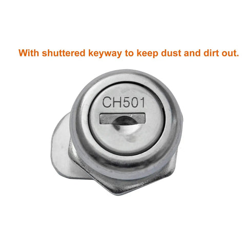 Close-up of Truck Tool Box Lock Replacement Kit With CH501 Keys showing CH501 keyway with shuttered cover.