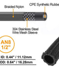 8AN Braided Hose 10Ft Beefed Up Heavy Duty High Pressure Fuel Line and Transmission Cooler Kit AN8 Stainless Steel Push Lock