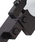 Close-up of Badass Heavy Duty Belt Sander Attachment For 100 And 125 Mm Angle Grinders showing steel body and bolts.