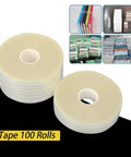 Tough As Nails Packing Strapping Tape Rolls 100 Pack 11 Mm Width Polypropylene Banding Supply For Xd A6 Table Top Automatic Strapping Machine waterproof rolls stacked on a black background.