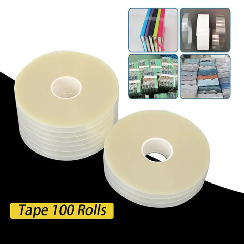 Tough As Nails Packing Strapping Tape Rolls 100 Pack 11 Mm Width Polypropylene Banding Supply For Xd A6 Table Top Automatic Strapping Machine waterproof rolls stacked on a black background.