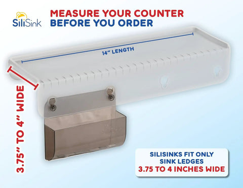 Silicone Sink Edge Guard For 3.75 To 4 Inch Lip With A 14 Inch Straight Edge Frosted Matte Splash Shield Plus Built In Sponge Caddy