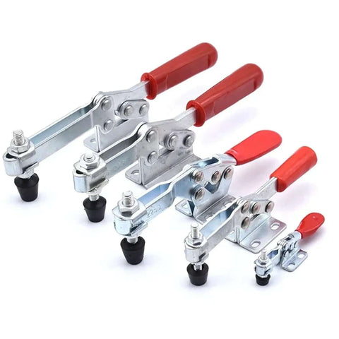 Full view of 8-Piece Heavy Duty Toggle Clamp Kit With Horizontal Quick Release Locking Tool For Woodworking And Metalworking Beefy Self-Locking