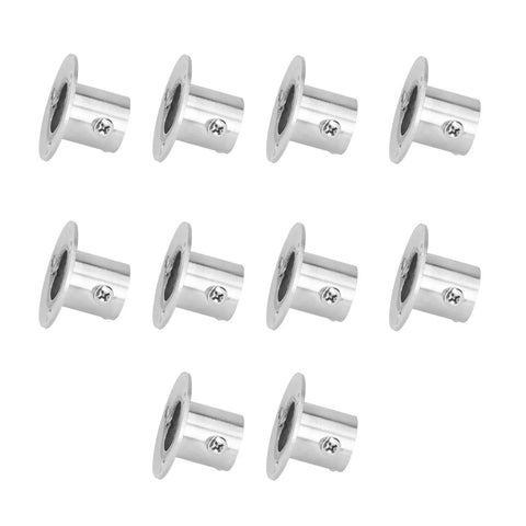 Heavy Duty Flanged Holder Base For Closet Rods And Wardrobe Shelving, Stainless Steel Tube Bracket With Screws, Thickened Flange Socket