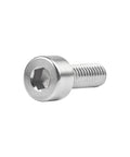 Front view of Titanium Cap Allen Socket Head Bolt M4x12mm DIN 912, 6Al-4V Titanium Alloy, Grade 5, 7mm Head Diameter, 4mm Thread, Silver Finish.