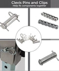All-In-One 122-Piece Fastener Kit With Clevis Pins M6 And M8, Tail Hitch Pins, Cotter Pins, Clips And Assorted Hardware shown