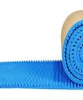 High-Density Blue Soundproofing Foam Roll 3cm Thick With Heavy Duty Adhesive rolled up, showcasing its texture and usability.