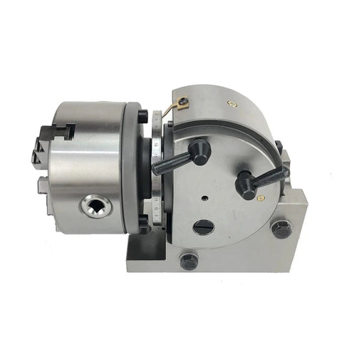 Industrial Grade CNC Dividing Head With 128Mm Center Height And 160Mm Three Jaw Chuck, Built Like A Tank 4Th Rotary Axis Milling Rig side view showing details and controls.