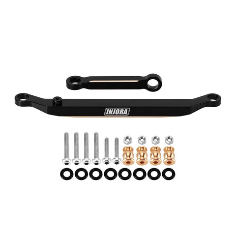 Black Brass Steering Links 14G Upgrade For 1/24 Scale RC Axial SCX24, CNC Machined, Heavyweight Performance, Built To Boost Stability, Easy Direct Replacement, Durable Steering Upgrade For Tough Trails And Precise Handling. black brass steering links for 1/24 SCX24 with screws and spacers