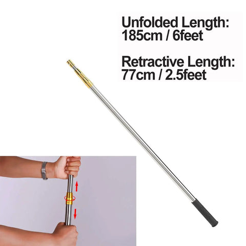 Retractable Fishing Gaff Stainless Steel 6 Foot Telescopic Gaff Pole With 8mm Screw Hole For Harpoon Rigs, flounder and frog gig