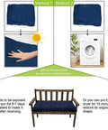 Illustration showing methods to fluff Waterproof Tufted Outdoor Chair Cushions, Thick Navy Blue Bench Cushion For Patio Furniture, 40x20"