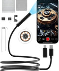 1920P HD Inspection Camera With Light For Tight Spots, 7.9mm Semi-Rigid Probe, 5.9ft Cable, 8 Adjustable LED Lights, IP67 Waterproof, Clear Photos And Video For Home DIY And Pro Troubleshooting, black probe with phone display