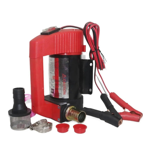 Self Priming Transfer Pump That Sucks Liquids Fast So You Can Drain Or Fill Any Tank Without The Hassle While Powering Bidirectional Fluid Flow For Cars And Trucks At 50 Liters Per Minute with wiring and connectors.