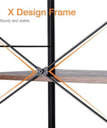Close-up of X design frame on Solid Build Four Tier Wooden Storage Rack and Bakery Shelf, showcasing sturdy construction.