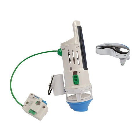 HydroRight Dual Flush Valve And Lever Handle Replacement For Standard Toilets White Finish shown against white background