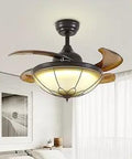 Modern 36 Inch Ceiling Fan With Remote And Light Retractable Blades 6 Speed Settings Dimmable Led Chandelier Style Light