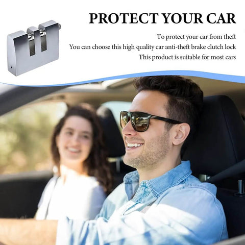 Eight Hole Brake Pedal Lock Tough As Nails Stainless Steel Auto Clutch Vehicle Security Lock for cars shown in graphic