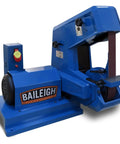 Tough As Nails 2X60 Three Wheel Belt Grinder Cranking Out 8000 FPM with a blue cast aluminum frame for smooth metal finishing.