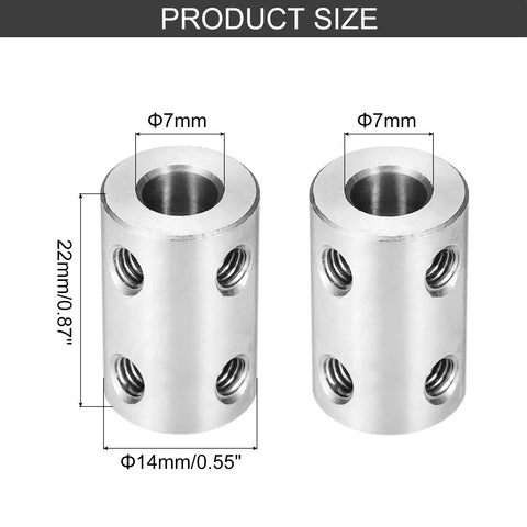 Beefy Rigid Screw Coupling 7mm to 7mm Shaft Connector for 3D Printers and DIY Encoders, Steel Joint, 22x14mm size details