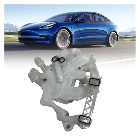 Heavy Duty Cooling Water Pump And Heat Pump Lines For Tesla Model 3 and Y, white polyamide housing with connectors.