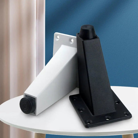Adjustable Aluminum Cabinet Feet With Anti Slip Design in black and white, 2 Pack Sofa Table Leg Supports on a table