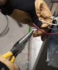 Heavy Duty 8 Inch Needle Nose Pliers With Extended Handles For Tight Spaces Long Nose Side Cutters And Alligator Pliers Induction Hardened Cutters Forged In USA Built Tough For Power And Precision used to grip wires.