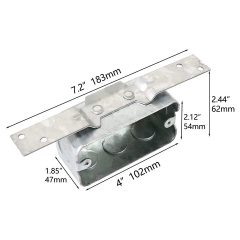 Eight Pack 4 By 2 Inch Metal Electrical Box With Bracket And Seven One Half Inch Knockouts For Wood Or Metal Studs Welded TS Side Mount