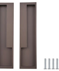 Zinc Alloy Flush Pull Handles Set Of 2 For Sliding Doors And Drawers with 4 Stainless Steel Screws, Brown Finish, Modern Minimalist Design