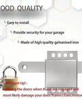 Heavy Duty Garage Door Lock Kit With Vertical Track Engagement For Dual Doors, Galvanized Steel Construction, Includes 2 Locks, 16 Self Tapping Screws, And Drill Bit For Full Hardware on silver garage lock with keys