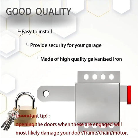 Heavy Duty Garage Door Lock Kit With Vertical Track Engagement For Dual Doors, Galvanized Steel Construction, Includes 2 Locks, 16 Self Tapping Screws, And Drill Bit For Full Hardware on silver garage lock with keys