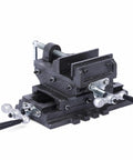 Amagogo 4 Inch Cast Iron Cross Slide Vise For Milling Machine And Drill Press, showing dual axis slider and clamping knobs.