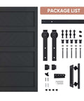 Sliding Barn Door 42x84 Inch Four Panel Black Wave Shape Barn Door With Hardware Kit Included, Pre Drilled Holes For Easy Assembly