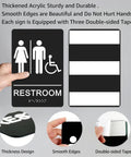ADA Braille Unisex Restroom Sign 9 By 6 Inches With Self Adhesive Tape For Office And Business Bathrooms High Contrast Design