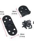 4 Pack Folding Flip Top Hinges For Sewing Tables 3.1 X 1.2 In Black Zinc Alloy, Heavy Duty, Opens 180 Degrees, Closes Flush, 55 Lb Weight Capacity, Includes Screws, Durable Table Extension Hardware; black hinge and screws, 79mm x 30mm